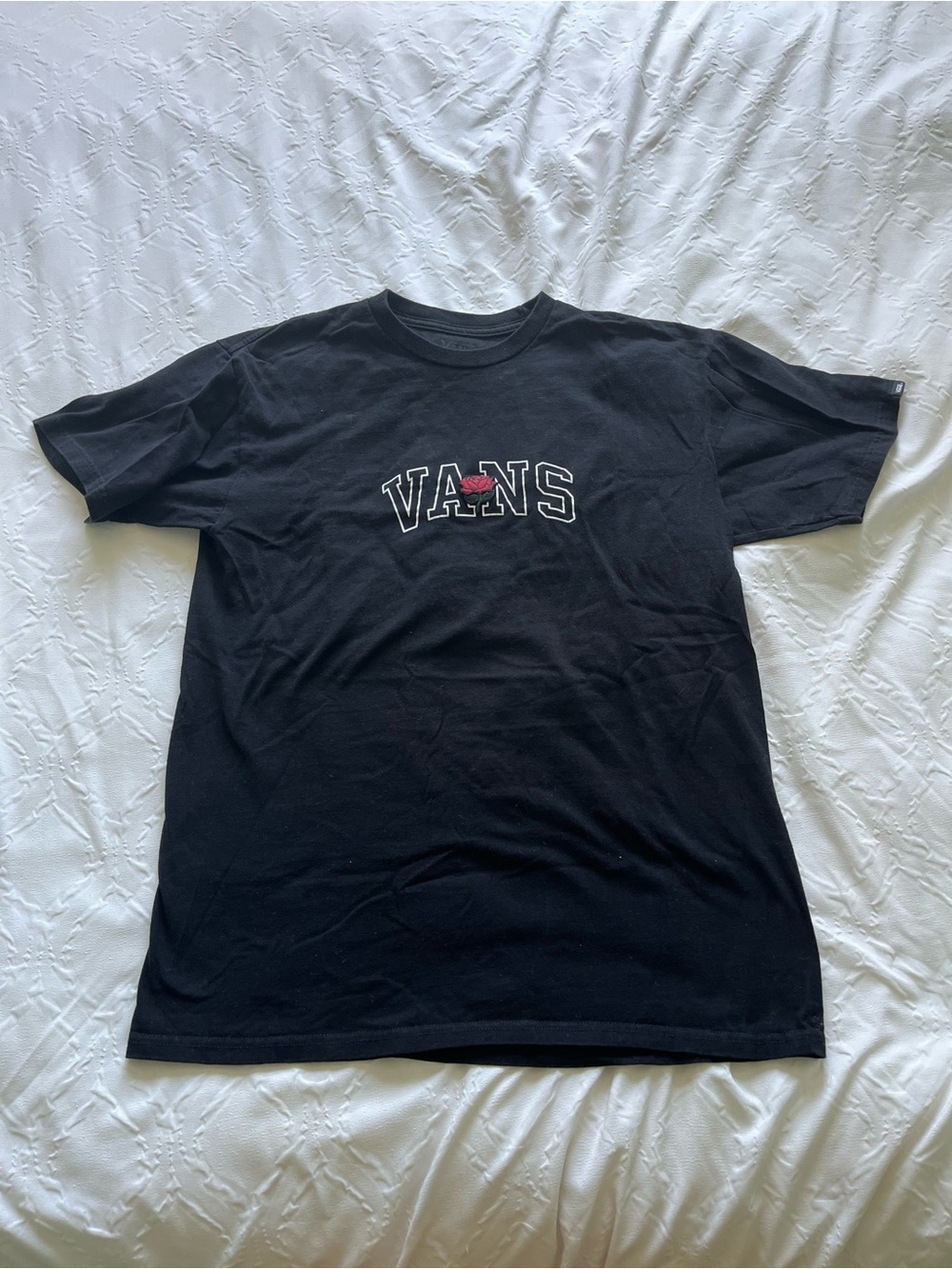 Vans Black Short Sleeve Tee with Small Red Accent
